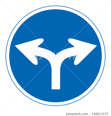 Regulatory sign Prohibit proceeding outside the designated direction Regulatory sign Prohibit proceeding outside the designated direction 136611577