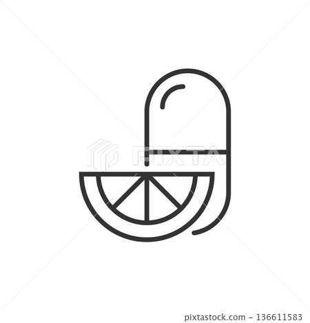 Vitamin pill note icon in flat style. Capsule vector illustration on white isolated background. Antibiotic sign business concept. 136611583