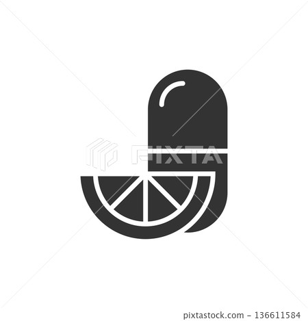 Vitamin pill note icon in flat style. Capsule vector illustration on white isolated background. Antibiotic sign business concept. 136611584
