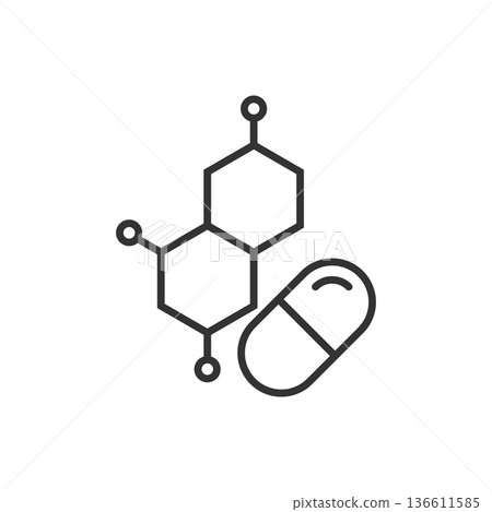 Vitamin pill note icon in flat style. Capsule vector illustration on white isolated background. Antibiotic sign business concept. 136611585