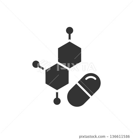 Vitamin pill note icon in flat style. Capsule vector illustration on white isolated background. Antibiotic sign business concept. 136611586