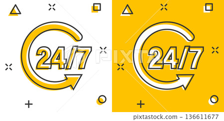 Clock icon in comic style. Watch cartoon vector illustration on white isolated background. Timer splash effect business concept. Clock icon in comic style. Watch cartoon vector illustration on white isolated background. Timer splash effect business concept. 136611677