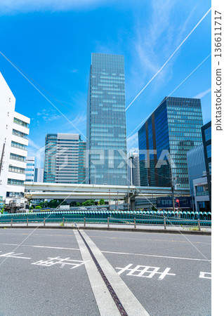 [Kanagawa Prefecture] Buildings around Yokohama Station under a beautiful blue sky 136611717