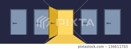 Entrance and doorways icon in flat style. Entry vector illustration on isolated background. Door sign business concept. 136611783