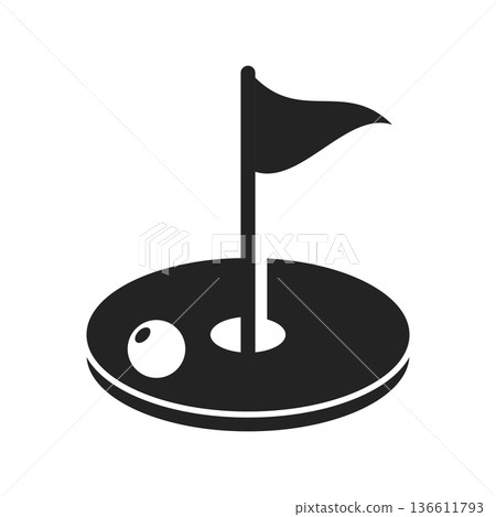 Golfing field icon in flat style. Golfer vector illustration on isolated background. Golf equipment sign business concept. Golfing field icon in flat style. Golfer vector illustration on isolated background. Golf equipment sign business concept. 136611793