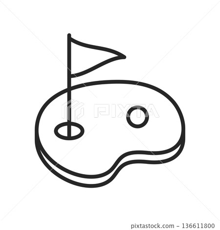 Golfing field icon in flat style. Golfer vector illustration on isolated background. Golf equipment sign business concept. Golfing field icon in flat style. Golfer vector illustration on isolated background. Golf equipment sign business concept. 136611800