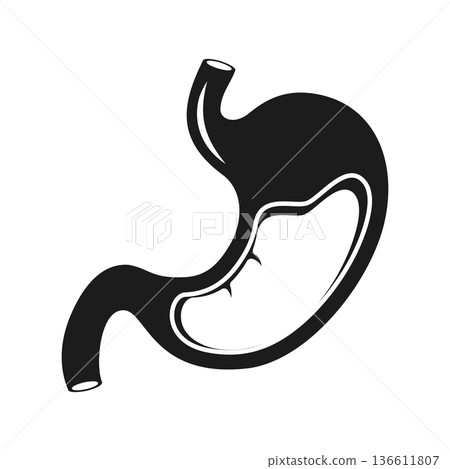 Gerd stomach icon in flat style. Reflux vector illustration on isolated background. Esophageal organ sign business concept. 136611807