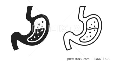Gerd stomach icon in flat style. Reflux vector illustration on isolated background. Esophageal organ sign business concept. 136611820
