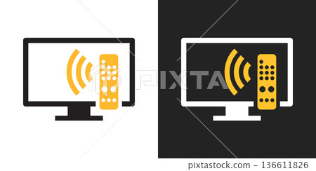 Retro tv icon in flat style. Television vector illustration on isolated background. Old screen sign business concept. Retro tv icon in flat style. Television vector illustration on isolated background. Old screen sign business concept. 136611826