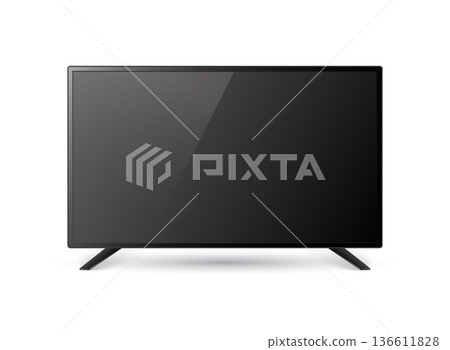 Realistic tv icon in mockup style. Television vector illustration on isolated background. Display monitor sign business concept. 136611828
