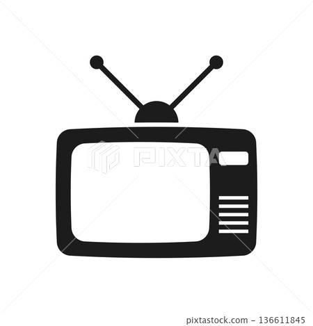 Retro tv icon in flat style. Television vector illustration on isolated background. Old screen sign business concept. 136611845