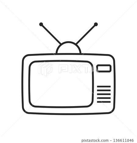 Retro tv icon in flat style. Television vector illustration on isolated background. Old screen sign business concept. 136611846