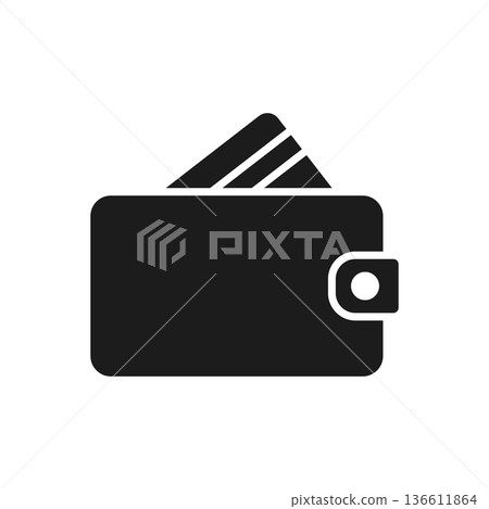 Wallet with paper bills icon in flat style. Money bag vector illustration on isolated background. Financial accessory sign business concept. 136611864
