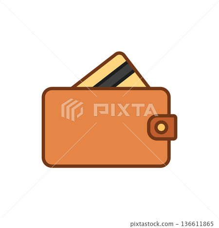 Wallet with paper bills icon in flat style. Money bag vector illustration on isolated background. Financial accessory sign business concept. 136611865