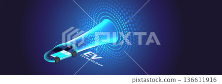 Electric Vehicle Digital Signal Technology Concept Electric Vehicle Digital Signal Technology Concept 136611916
