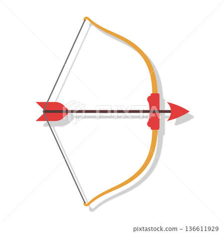 Archer bow icon in flat style. Archery weapon vector illustration on isolated background. Hunter target sign business concept. Archer bow icon in flat style. Archery weapon vector illustration on isolated background. Hunter target sign business concept. 136611929