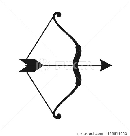 Archer bow icon in flat style. Archery weapon vector illustration on isolated background. Hunter target sign business concept. 136611930