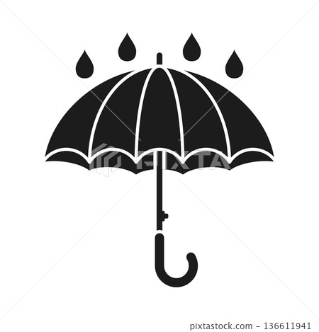 Umbrella icon in flat style. Rain protection vector illustration on isolated background. Weather defense equipment sign business concept. Umbrella icon in flat style. Rain protection vector illustration on isolated background. Weather defense equipment sign business concept. 136611941
