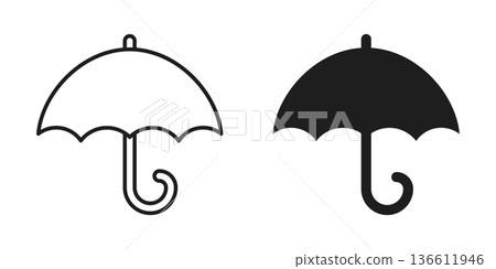 Umbrella icon in flat style. Rain protection vector illustration on isolated background. Weather defense equipment sign business concept. 136611946