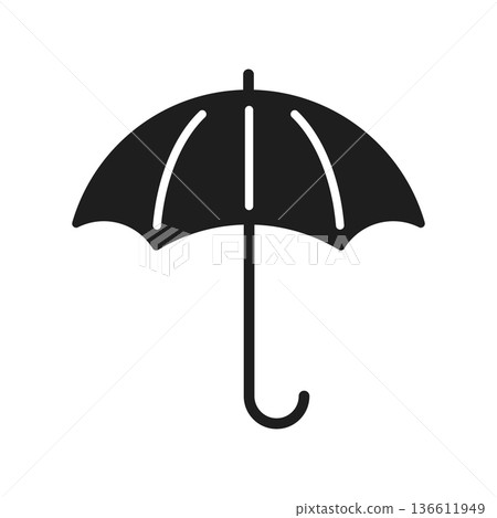 Umbrella icon in flat style. Rain protection vector illustration on isolated background. Weather defense equipment sign business concept. Umbrella icon in flat style. Rain protection vector illustration on isolated background. Weather defense equipment sign business concept. 136611949