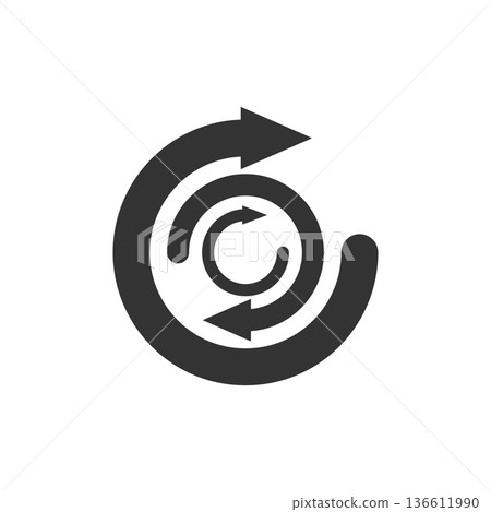 Arrow cycle icon in flat style. Recycle eco vector illustration on white isolated background. Balance business concept. Arrow cycle icon in flat style. Recycle eco vector illustration on white isolated background. Balance business concept. 136611990