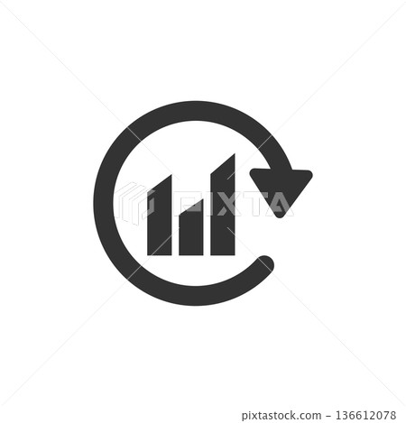 Graph arrow icon in flat style. Financial analytics vector illustration on white isolated background. Forecast sign business concept. Graph arrow icon in flat style. Financial analytics vector illustration on white isolated background. Forecast sign business concept. 136612078