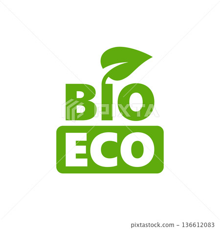 Natural product icon in flat style. Bio, eco badge vector illustration on white isolated background. Vegan emblem sign business concept. 136612083