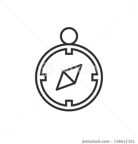 Compass icon in flat style. Navigation equipment vector illustration on white isolated background. Journey direction business concept. Compass icon in flat style. Navigation equipment vector illustration on white isolated background. Journey direction business concept. 136612101