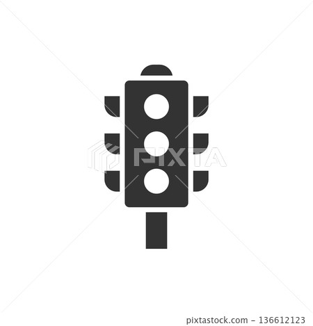 Semaphore icon in flat style. Traffic light vector illustration on white isolated background. Crossroads business concept. 136612123