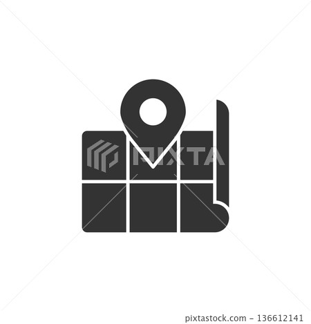 Map pin icon in flat style. gps navigation vector illustration on white isolated background. Locate position business concept. 136612141