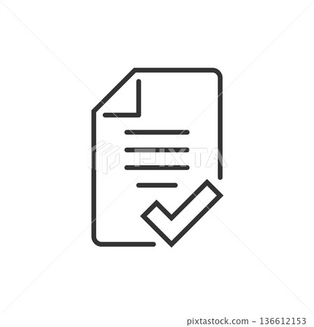 Document checklist icon in flat style. Report vector illustration on white isolated background. Paper sheet business concept. 136612153