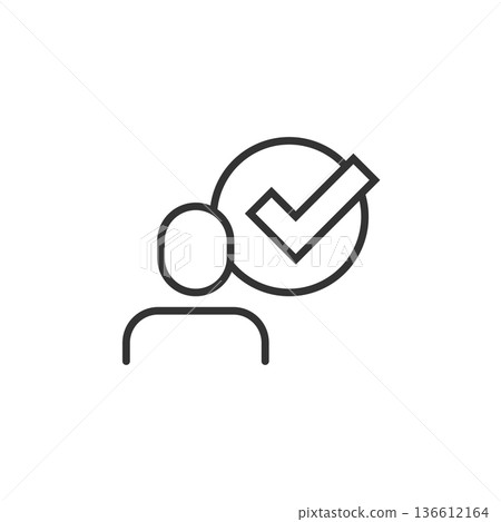 Organization management icon in flat style. People with check mark vector illustration on white isolated background. Businessman business concept. 136612164