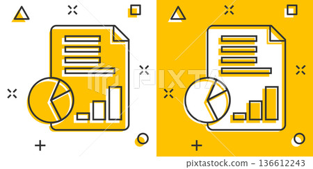 Financial statement icon in comic style. Document cartoon vector illustration on white isolated background. Report splash effect business concept. Financial statement icon in comic style. Document cartoon vector illustration on white isolated background. Report splash effect business concept. 136612243