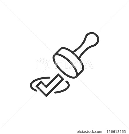Approve stamp icon in flat style. Accept check mark vector illustration on white isolated background. Approval choice business concept. 136612263