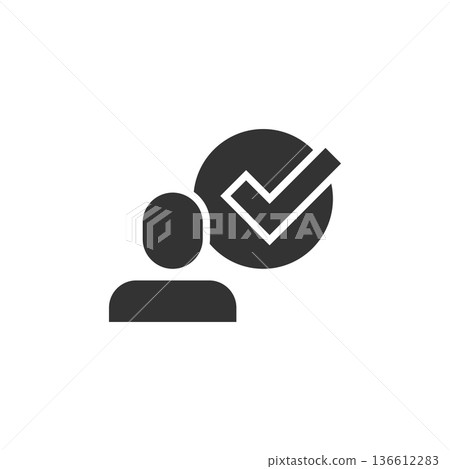 Organization management icon in flat style. People with check mark vector illustration on white isolated background. Businessman business concept. 136612283