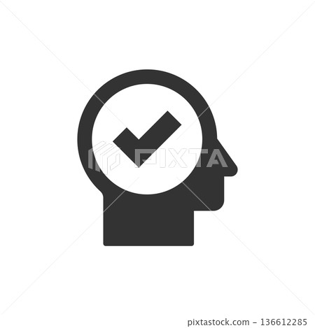 Organization management icon in flat style. People with check mark vector illustration on white isolated background. Businessman business concept. 136612285