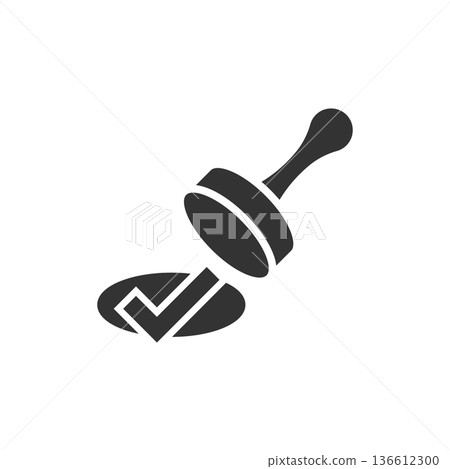 Approve stamp icon in flat style. Accept check mark vector illustration on white isolated background. Approval choice business concept. Approve stamp icon in flat style. Accept check mark vector illustration on white isolated background. Approval choice business concept. 136612300