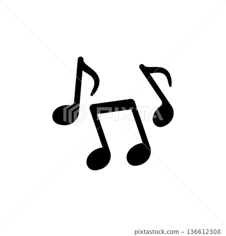 Music note icon in flat style. Song vector illustration on white isolated background. Musician sign business concept. Music note icon in flat style. Song vector illustration on white isolated background. Musician sign business concept. 136612308