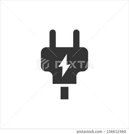 Electric plug icon in flat style. Power adapter vector illustration on white isolated background. Electrician sign business concept. Electric plug icon in flat style. Power adapter vector illustration on white isolated background. Electrician sign business concept. 136612360