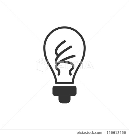 Light bulb icon in flat style. Lightbulb vector illustration on white isolated background. Energy lamp sign business concept. 136612366