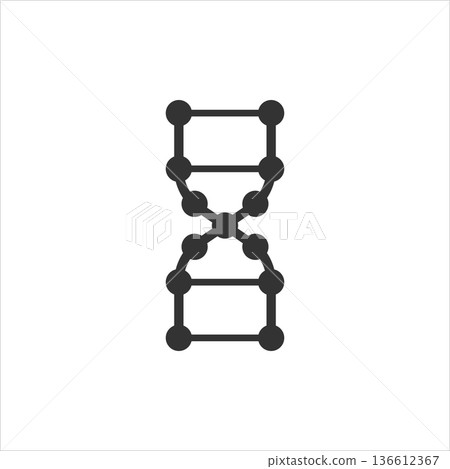 Dna molecule icon in flat style. Atom vector illustration on white isolated background. Molecular spiral sign business concept. 136612367