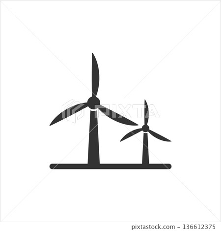 Wind power plant icon in flat style. Turbine vector illustration on white isolated background. Air energy sign business concept. 136612375