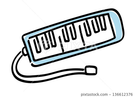 A cute and relaxed hand-drawn illustration of a melodica A cute and relaxed hand-drawn illustration of a melodica 136612376