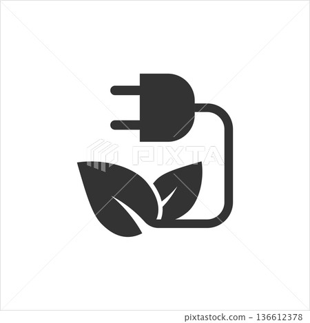 Eco energy icon in flat style. Leaf plug vector illustration on white isolated background. Electrician sign business concept. Eco energy icon in flat style. Leaf plug vector illustration on white isolated background. Electrician sign business concept. 136612378