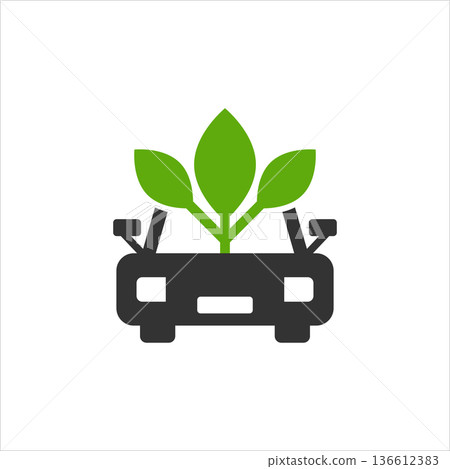 Eco car icon in flat style. Leaf and auto vector illustration on white isolated background. Bio charging sign business concept. Eco car icon in flat style. Leaf and auto vector illustration on white isolated background. Bio charging sign business concept. 136612383
