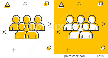 People communication icon in comic style. People cartoon vector illustration on white background. Partnership splash effect business concept. 136612486