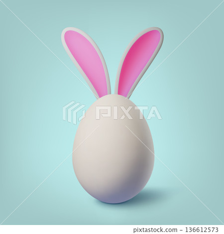 3D Easter egg whit bunny ears. Happy Easter. 3D Easter egg whit bunny ears. Happy Easter. 136612573