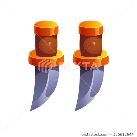 Pirate font or Caribbean corsairs typeface of cartoon type, vector piracy typography. Punctuation sign or quotation mark of marine dagger blade or dirk knife for pirate font or corsair weapon typeface Pirate font or Caribbean corsairs typeface of cartoon type, vector piracy typography. Punctuation sign or quotation mark of marine dagger blade or dirk knife for pirate font or corsair weapon typeface 136612644