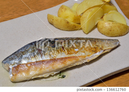 Grilled salted mackerel, a national dish Grilled salted mackerel, a national dish 136612760