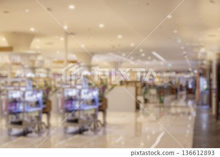 Blurred background bright shopping mall Silver gray lighting. defocused store light bokeh in retail store. Blurry hospital bright softness hotel with copy space. Backdrop present design template. Blurred background bright shopping mall Silver gray lighting. defocused store light bokeh in retail store. Blurry hospital bright softness hotel with copy space. Backdrop present design template. 136612893